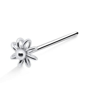 Flower Silver Straight Nose Stud NSKA-611